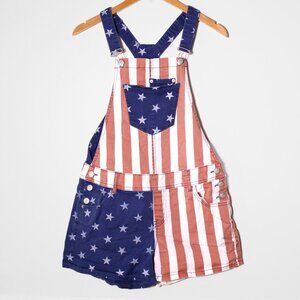 American Rag Denim Flag Overalls 4th of July Shortalls Americana Summer Size 7